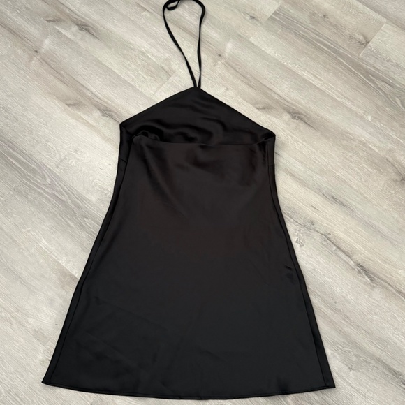 ALTAR’D STATE Women’s Black Halter Satin Mini Dress Size Medium - Picture 2 of 5